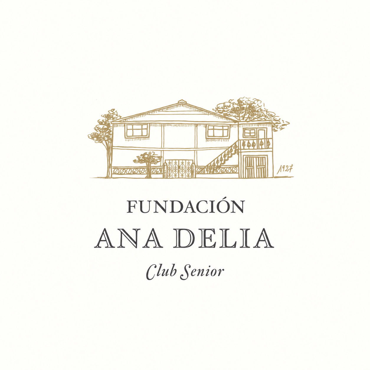 Fundación Ana Delia, Club Senior: ilustración de una casa en dorado